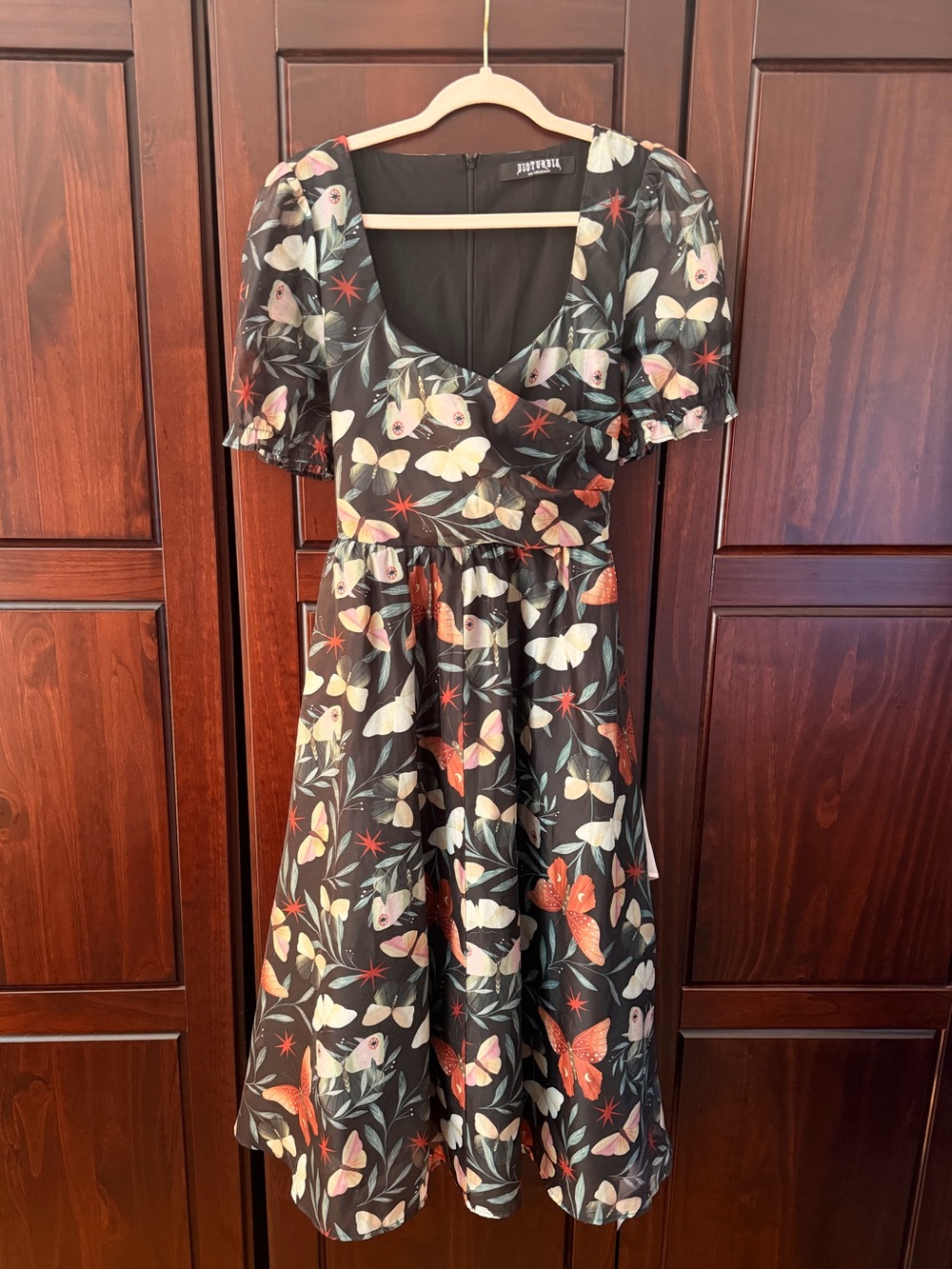 Mariposa puff sleeve organza midi dress - Picture 6 of 9
